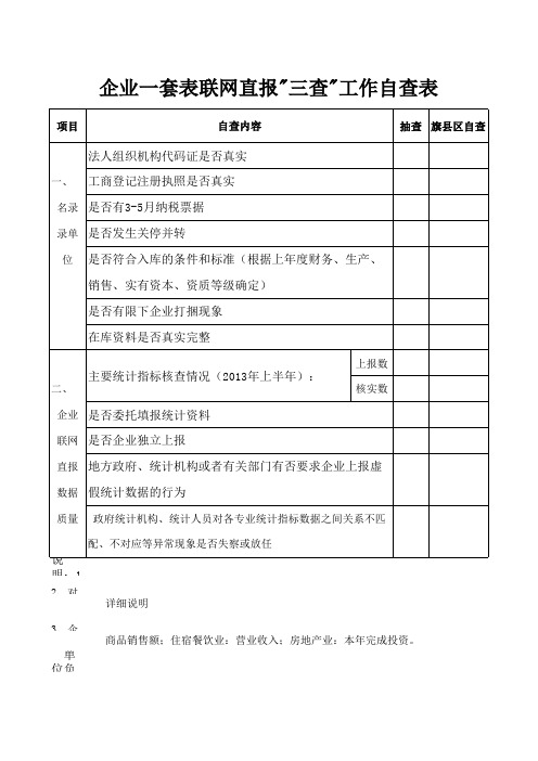 企业联网直报自查表