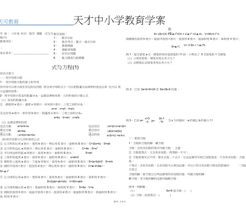 (完整word版)小升初数学“式与方程”专题复习教案