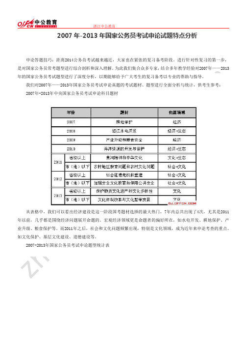 2007年-2013年国家公务员考试申论试题特点分析