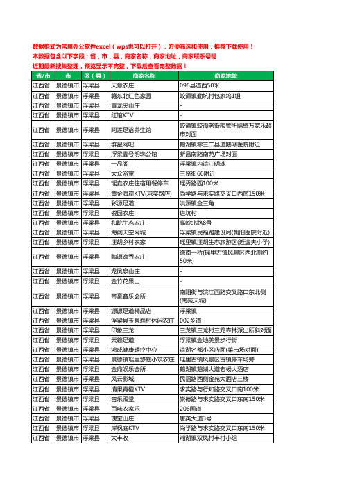 2020新版江西省景德镇市浮梁县休闲娱乐工商企业公司商家名录名单黄页联系电话号码地址大全123家