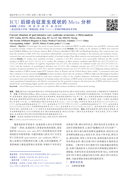 ICU后综合征发生现状的Meta分析