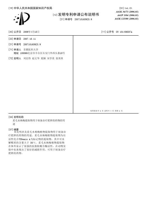 柔毛水杨梅提取物用于制备治疗肥胖的药物的用途[发明专利]