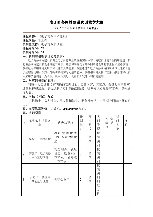 《电子商务网站建设与管理》课实训教学大纲