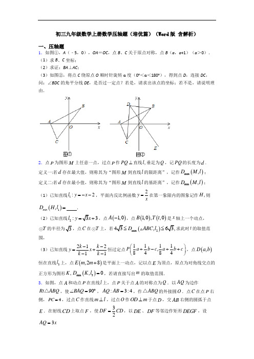 初三九年级数学上册数学压轴题(培优篇)(Word版 含解析)