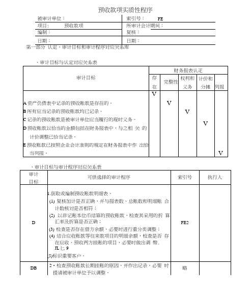 预收款项实质性程序分析