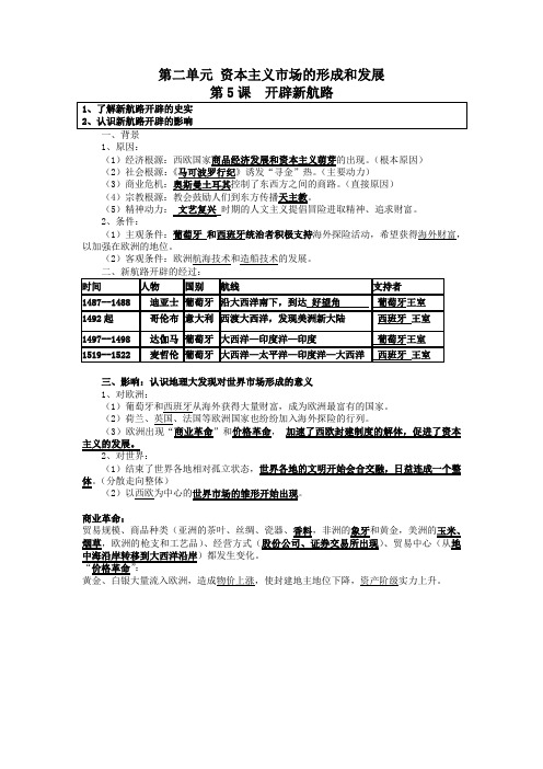 高一历史(理)必修二复习讲义：第2单元