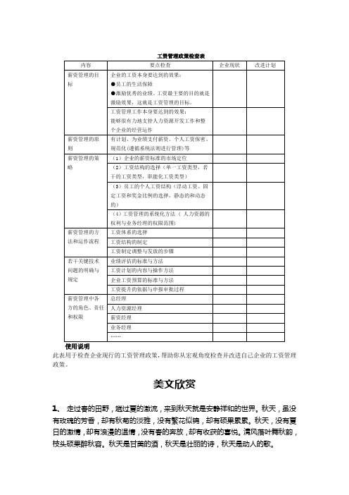 【通用文档】工资管理政策检查表.doc