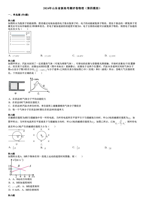 2024年山东省新高考测评卷物理(第四模拟)