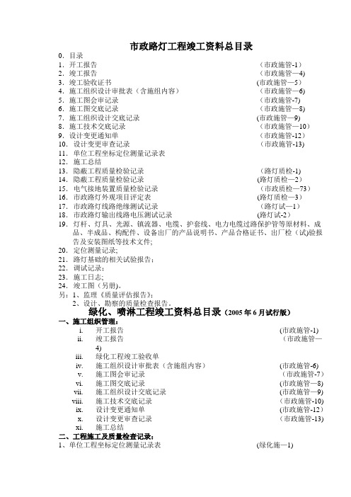 市政路灯工程验收资料(施工)