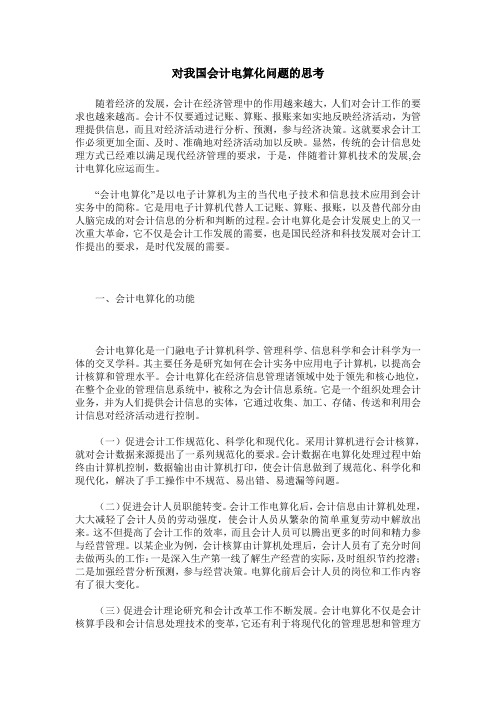 对我国会计电算化问题的思考