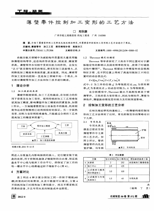 薄壁零件控制加工变形的工艺方法