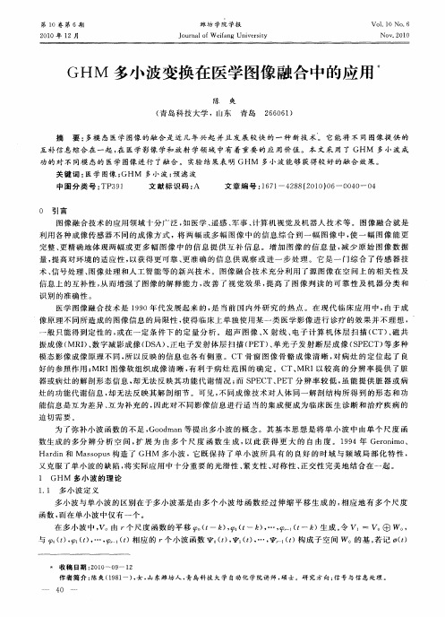 GHM多小波变换在医学图像融合中的应用