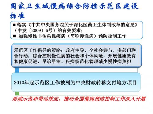 国家卫生城慢病综合防控示范区建设标准