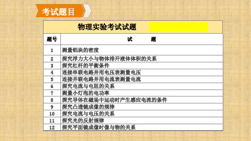 初中物理实验操作考试试题、评分标准