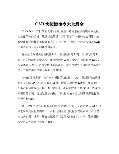 CAD快捷键命令大全最全