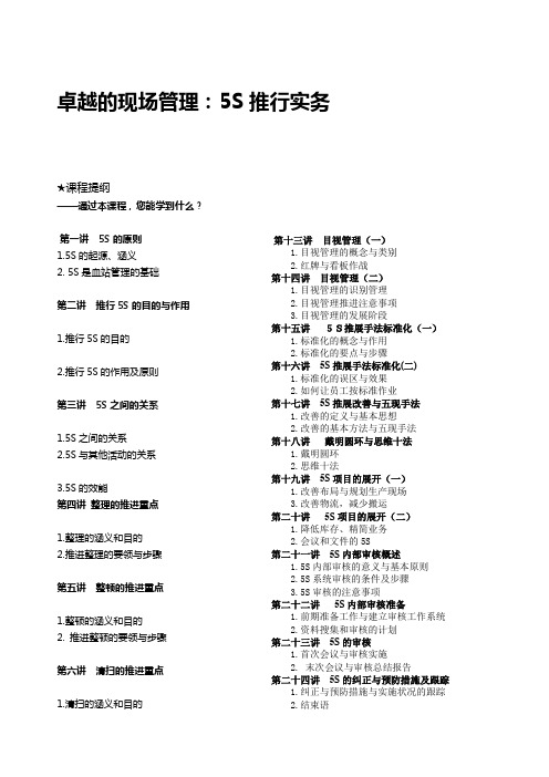 (5S现场管理)24讲详解卓越的现场管理：5s推行实务