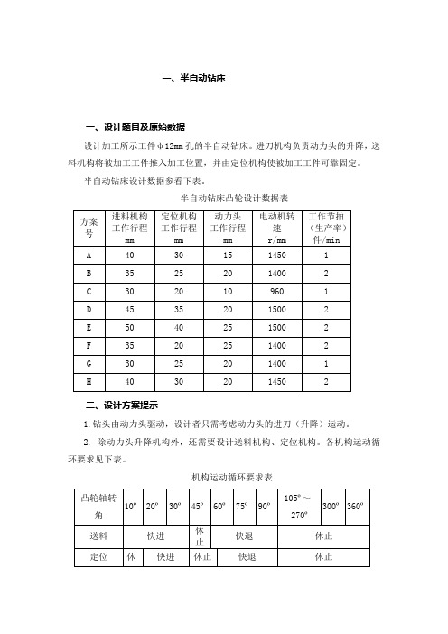 机械原理课程设计题目