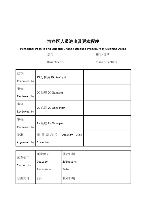 洁净区人员更衣管理程序