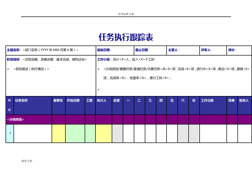 任务执行跟踪表