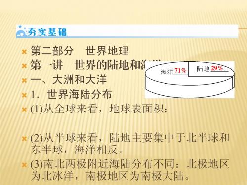 【名师面对面】2015届高三区域地理复习课件：第2部分 第1讲 世界的陆地和海洋