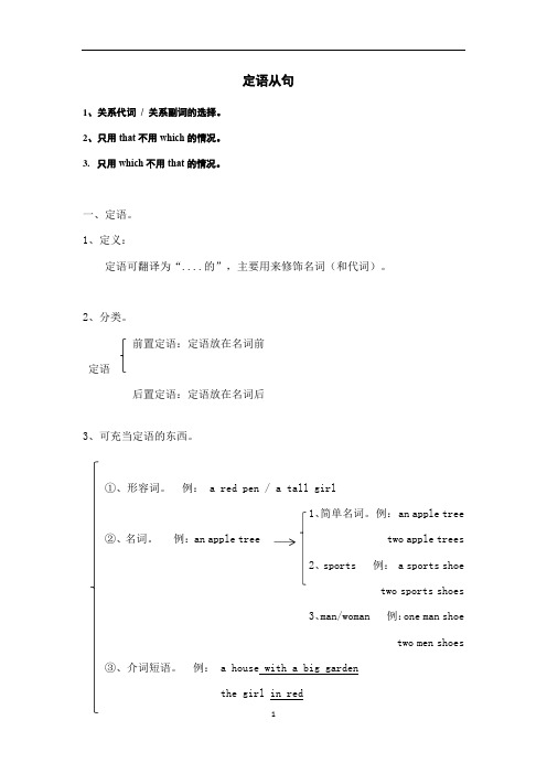 初中英语 重点语法定语从句