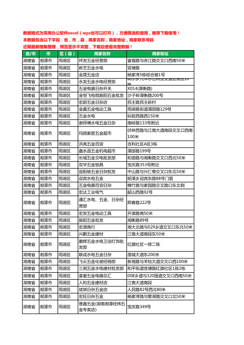 2020新版湖南省湘潭市雨湖区五金工商企业公司商家名录名单黄页联系电话号码地址大全162家