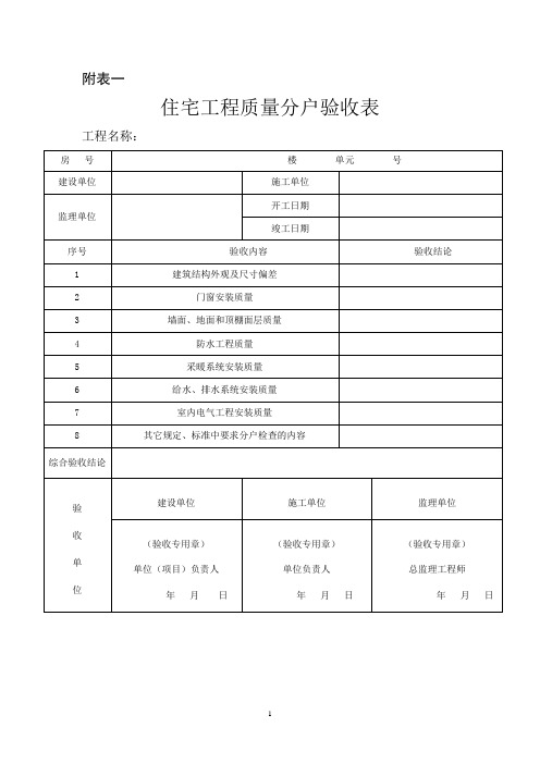 住宅   质量分户验收全部表格