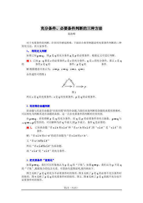 充分条件、必要条件判断的三种方法