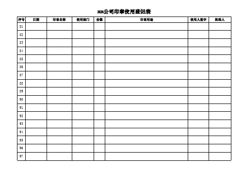 最新企事业单位创业公司个人通用公司公章使用登记表范本