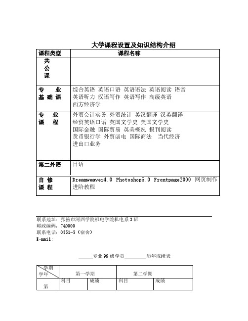 大学课程设置及知识结构介绍-推荐下载