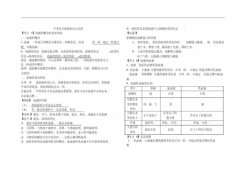 初三化学溶液知识点总结