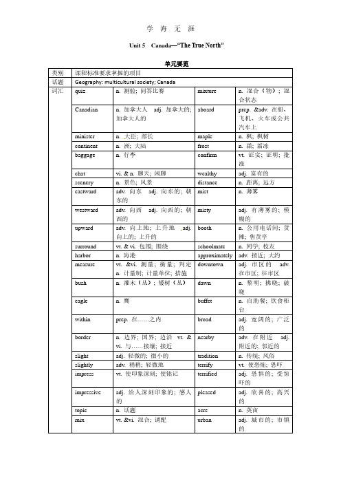必修三Unit 5 Canada—“The True North”Period 1 Warming up and reading.pdf