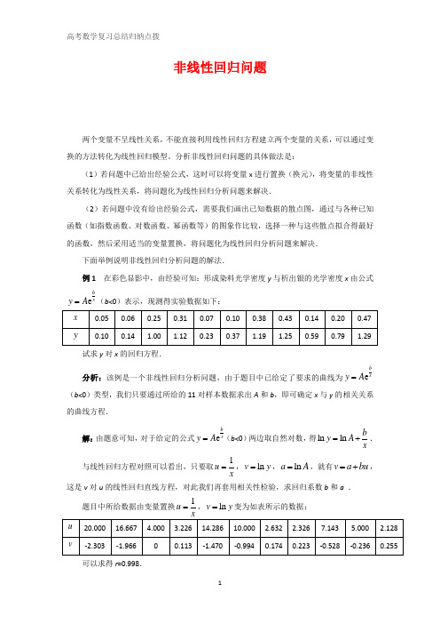 高中数学总结归纳 非线性回归问题