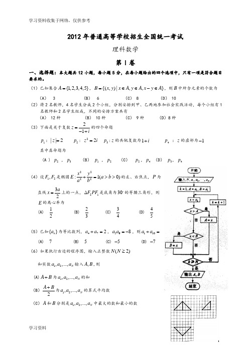 2013全国高考1卷理科数学试题及答案解析