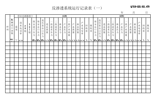 反渗透系统运行记录表