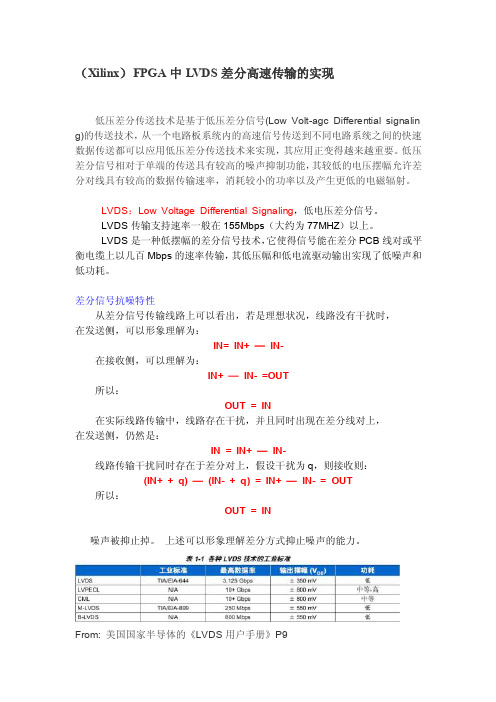 （Xilinx）FPGA中LVDS差分高速传输的实现