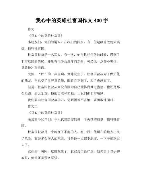 我心中的英雄杜富国作文400字