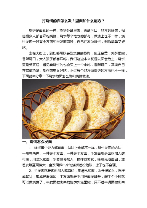 打烧饼的面怎么发？里面加什么配方？