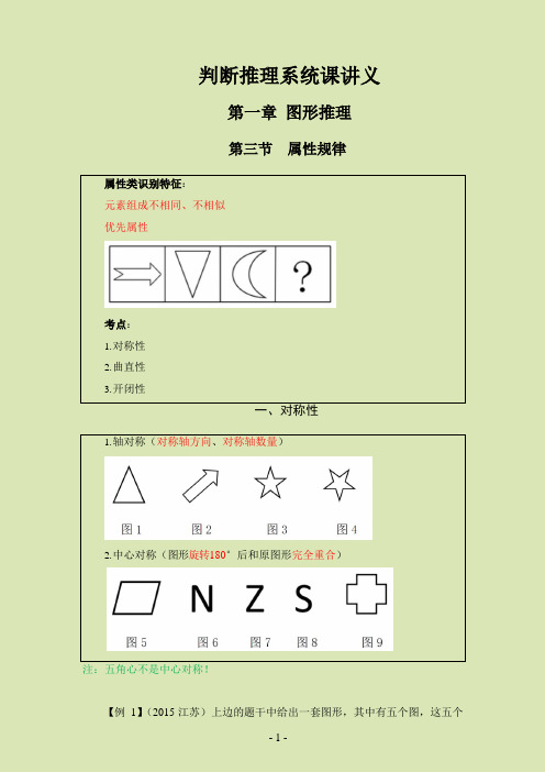 判断推理系统课讲义-第一章-图形推理(第三节-属性规律)