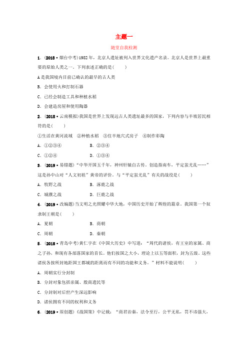 云南省2019年中考历史总复习主题随堂自我检测