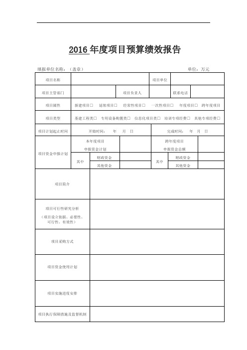 2016年度项目预算绩效报告
