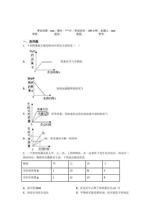 《常考题》人教版化学九年级第五章化学方程式基础练习(含答案解析)