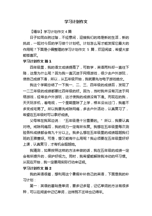 【精华】学习计划作文4篇