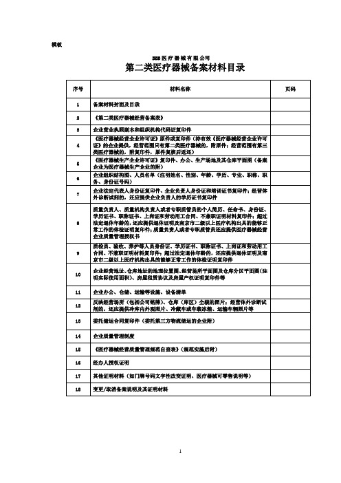 第二类医疗器械经营备案材料模板