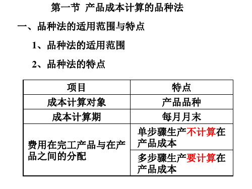 产品成本计算的基本方法与辅助方法