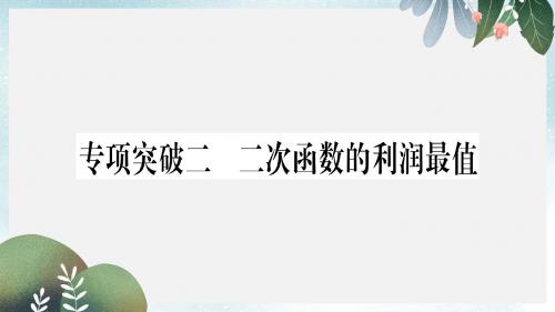 中考数学第二轮中档题突破专项突破2二次函数的利润最值作业课件