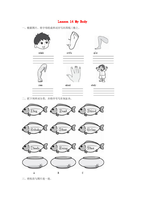 三年级英语上册 Unit 3 Body and Feelings Lesson lesson 14