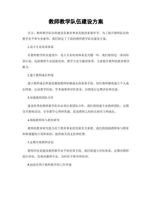 教师教学队伍建设方案