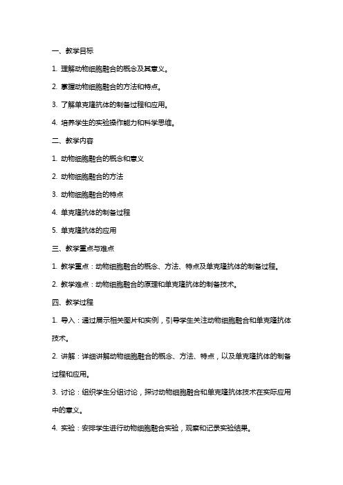 福建省厦门市集美区灌口中学高中生物 动物细胞融合与单克隆抗体教案 新人教版选修