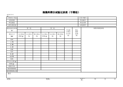 细集料筛分试验记录表(干筛法)